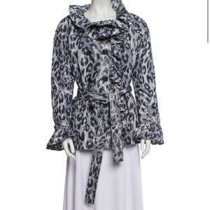 St. John Gray Leopard Print Jacket
